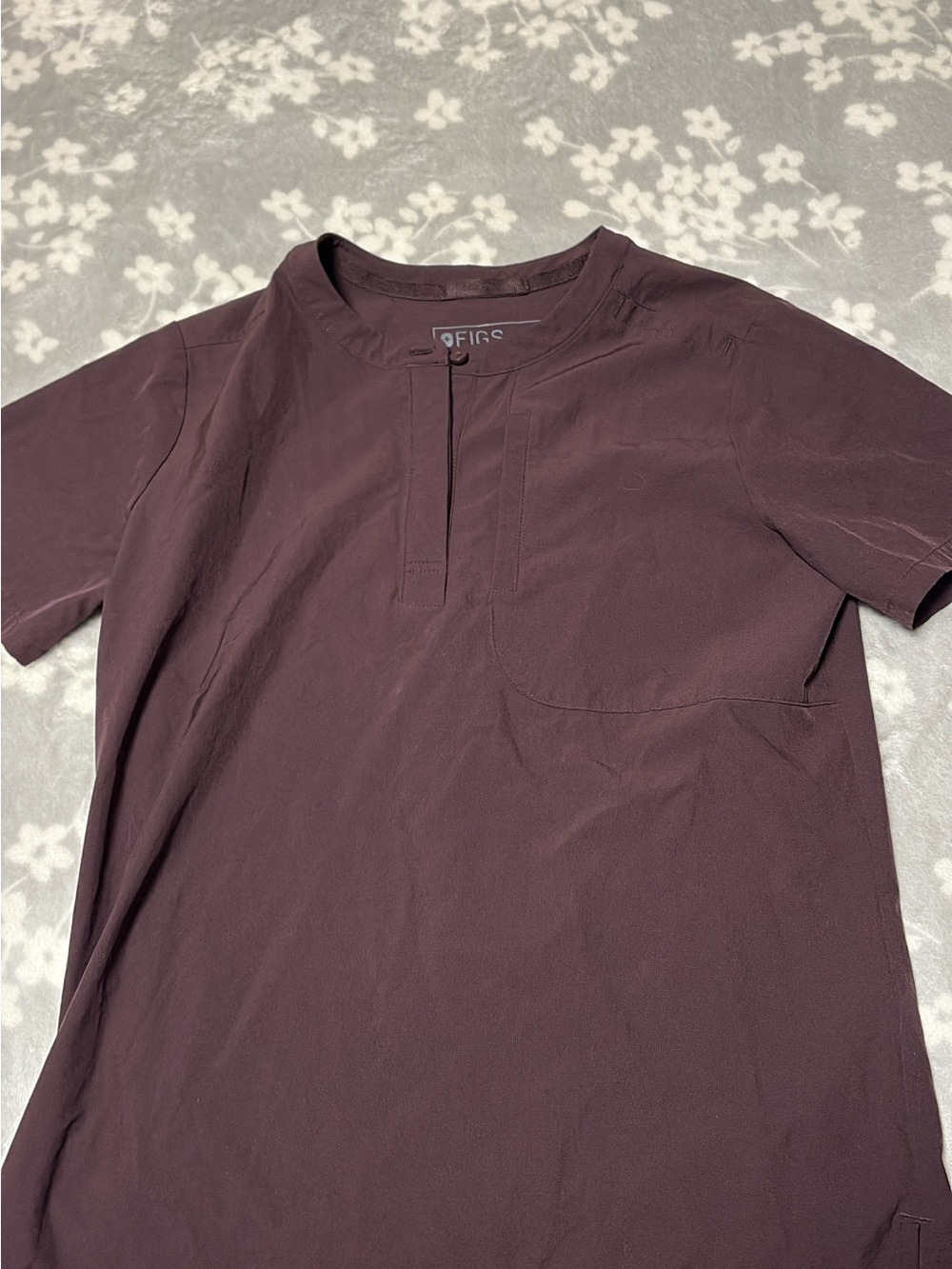 Figs Women's Short Sleeve Henley Top in Plum